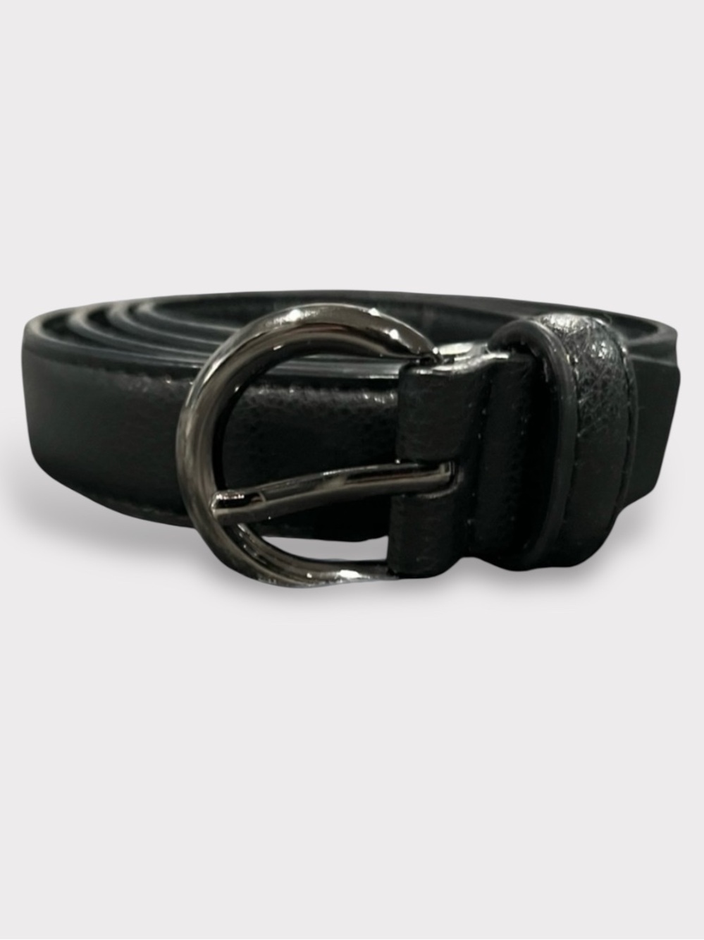 Sleek Black Women's Belt with Gunmetal Buckle fit 35”-39” size M